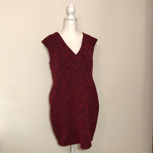 Forever21+ Red Black Floral Embroidered Cocktail Dress Sleeveless 1X - Picture 1 of 13